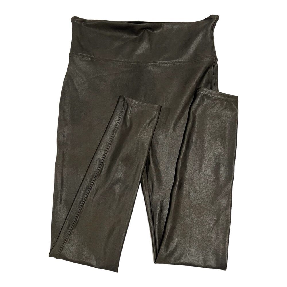 SPANX By Sara Blakely Faux Leather Leggings Deep Dray Woman's Size L/G